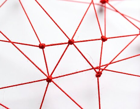 Abstract network of red strings