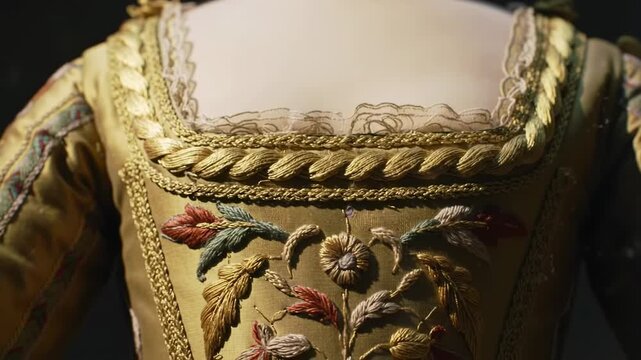 Ornate gold-embroidered antique bodice