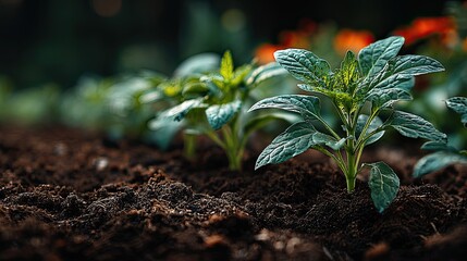 Small green plants growing in soil, eco-friendly farming or gardening concept with nature growth and sustainability