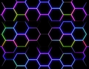 Abstract neon hexagon pattern