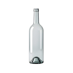 Empty clear wine bottle against black