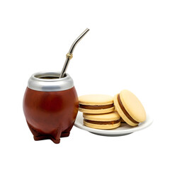 Yerba mate tea and alfajores