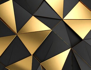 Abstract geometric pattern of black and gold triangles (1)