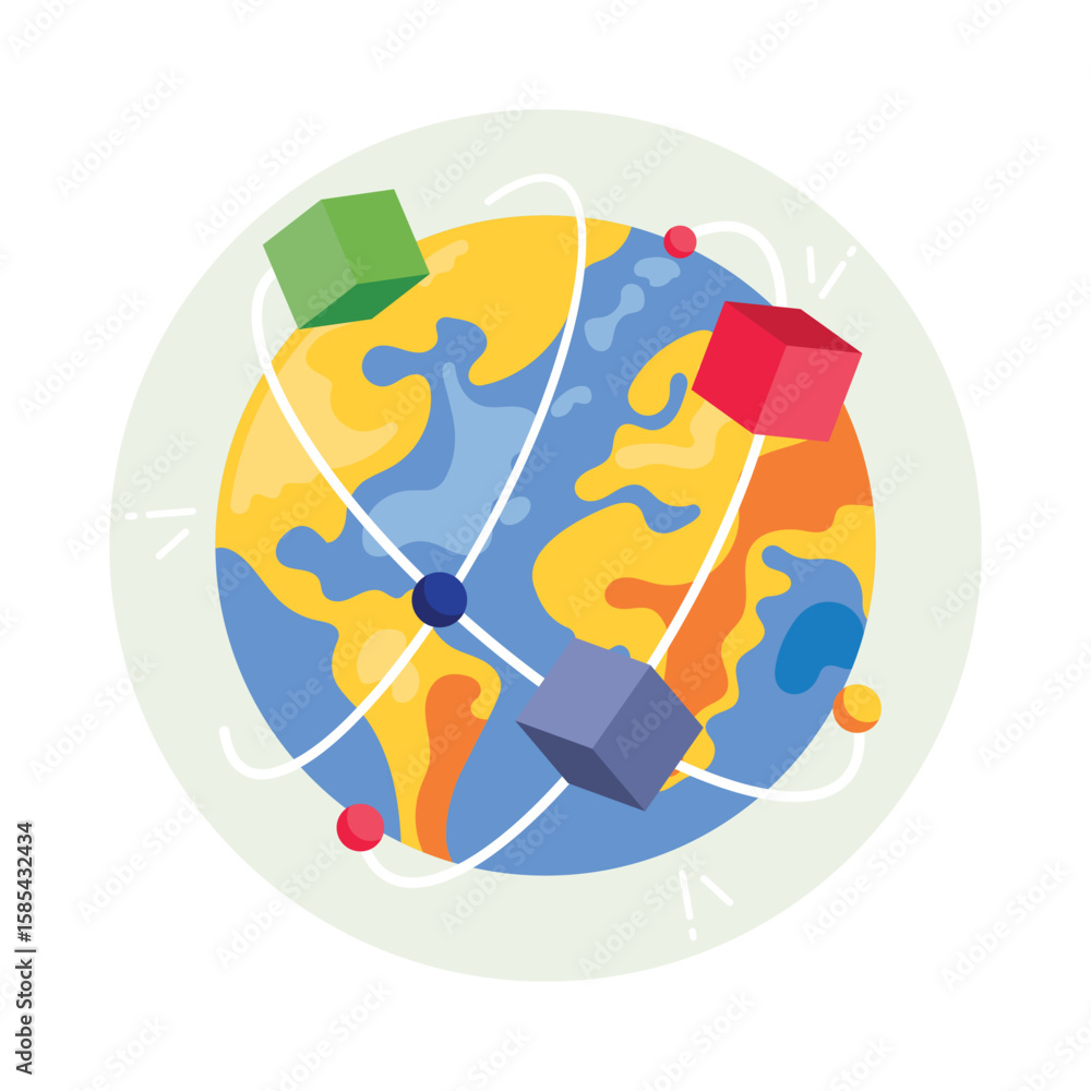 Poster digital planet concept style illustrations. eps 10 file