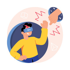 VR Interaction Concept Style illustrations. EPS 10 File  