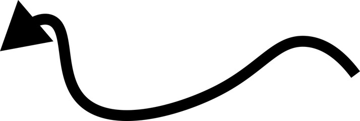 Black curved arrow pointing left and up