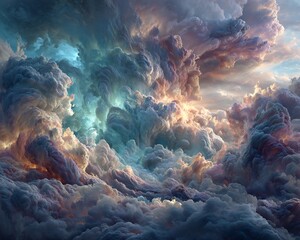 Confusion weather in chaotic clouds of split color and scattered droplets