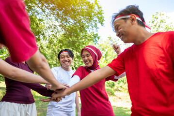Portrait of an Indonesian southeast asian people celebrate Indonesia Independence Day on the 17th...