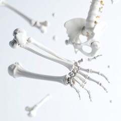 Detailed 3D Render Of A Human Bone Anatomy Model Floating Against A Pure White Background