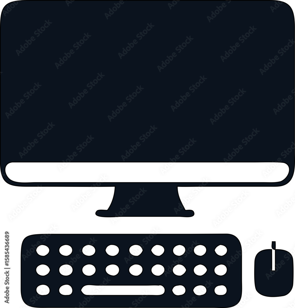 Poster minimalist desktop computer vector design, ideal for tech ui and infographics.