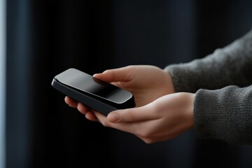 Close-up view of hands using contactless payment technology in a modern setting
