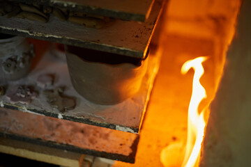 Many rustic clay in the kiln