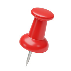 3d Shiny red push pin isolated on transparent background