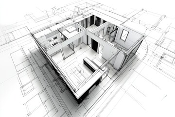 Modern designer interior layout of a new house showcasing open space and minimalist elements