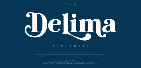 Fototapeta premium Elegant alphabet beauty logo font. Classic beautiful Modern luxury Serif Letter Minimal Fashion. Typography decoration logotype fonts, wedding, logos. vector illustration