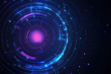 Obraz premium Digital art featuring a blue and purple tech circle on a dark background