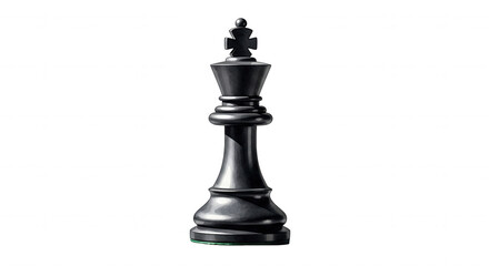 Fototapeta premium A single black chess king piece with a detailed textured surface isolated on transparent background