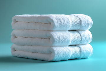 Towels stacked is isolated on a blue background