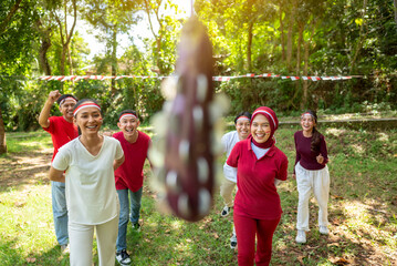 Portrait of an Indonesian southeast asian people celebrate Indonesia Independence Day on the 17th...