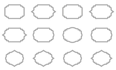 A versatile collection of vintage-inspired label frame silhouettes in vector format