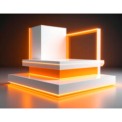  Abstract White and Orange Illuminated Sculpture 