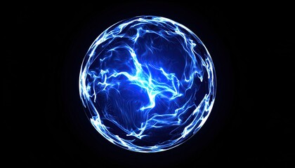 Abstract sphere of swirling blue energy