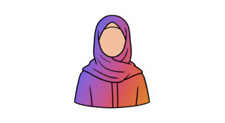 Gradient Hijab Woman Sticker Illustration