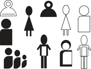 Collection of Simple Person Icons Minimalist User Interface Symbols