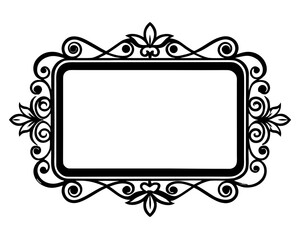 Elegant ornamental frame with a flourish design and floral accents provides a refined border for layouts, offering customizable space for text or promotional content.