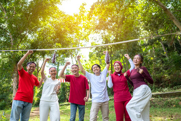 Portrait of an Indonesian southeast asian people celebrate Indonesia Independence Day on the 17th...