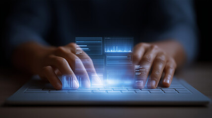 Futuristic AI Technology with Data and Dashboard Interface