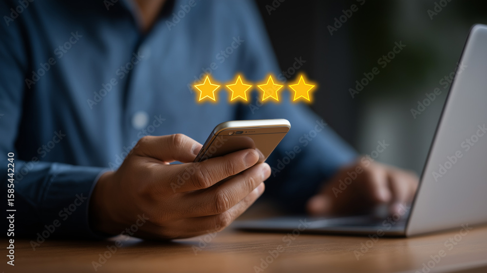 Poster user satisfaction interface with smartphone and laptop interaction