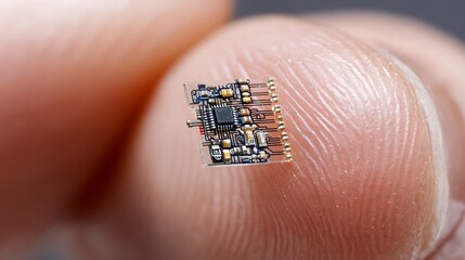 Holding Microchip on Finger for Close Inspection