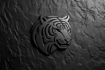 Shiny black tiger profile logo mockup featuring sleek design and bold aesthetics