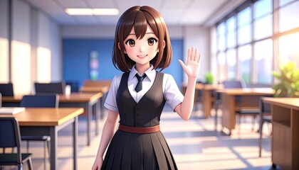 Anime girl in school uniform