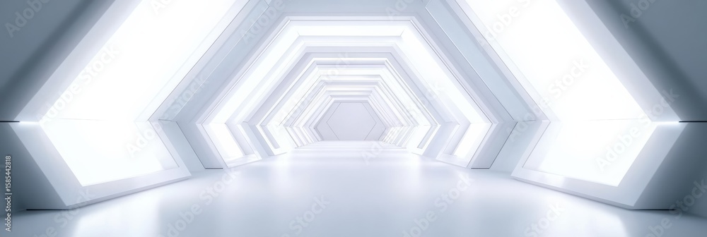 Aufkleber glowing white abstract geometric hexagon lines create a futuristic corridor space