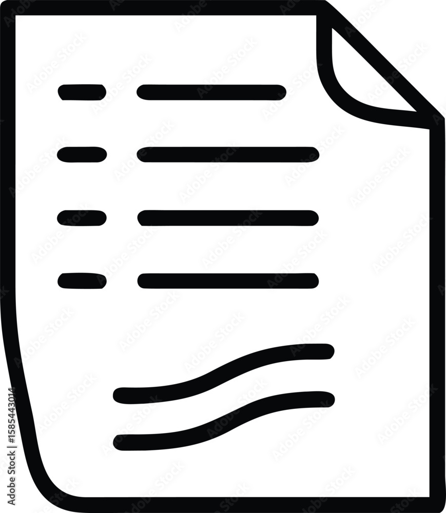 Poster business document file with text lines in thin line style illustration
