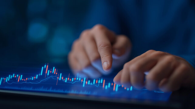 Editing a Holographic Candlestick Trading Chart on a Tablet and Laptop