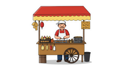 Street Food Vendor Cart Illustration