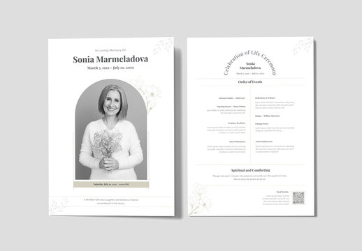 Printable Elegant Funeral Memorial Service Program Template