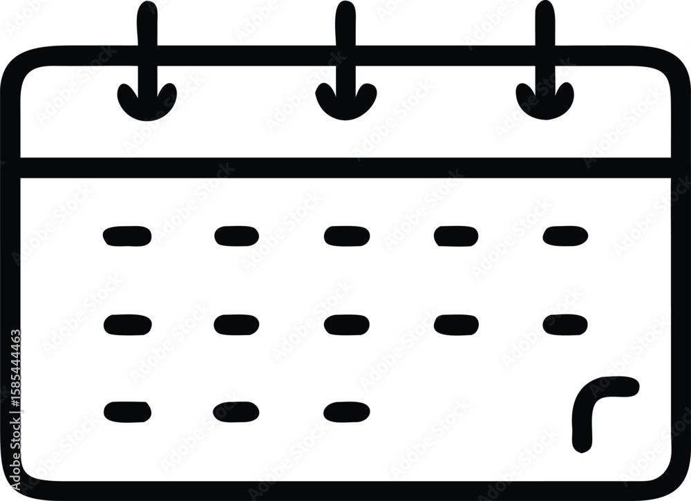 Poster calendar icon with arrows in simple line art style graphic