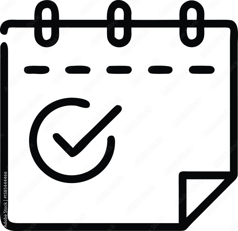 Poster Calendar icon with checkmark in circle outline for reminder or confirmation