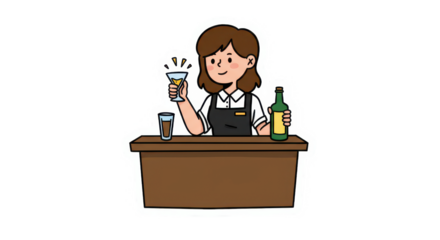 Happy Cartoon Bartender Sticker