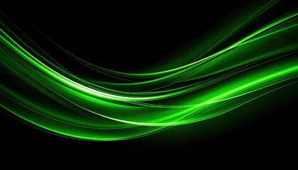 Naklejka premium Abstract glowing green curves on black (1)