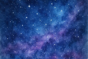 Naklejka premium Starry cosmic watercolor night sky