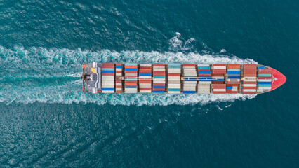 Tow view  Cargo Container ship the ocean ship carrying container and running for import export...