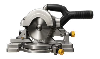 Mitre saw with an adjustable angle guide for precise angled cuts in a carpentry workshop.