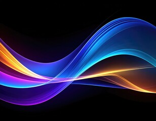 Abstract colorful wavy lines on black background