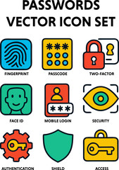 passwords security icon set