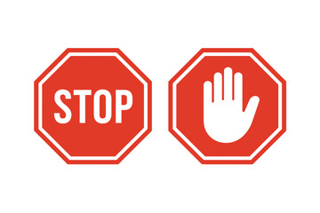 vector stop sign on hand